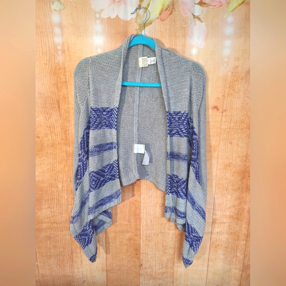Canyon River Blues Gray and Blue Geometric Cardigan